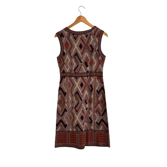 Peruvian Connection Imani Pima Cotton Sheath Dress Size Small Brown Orange Cream - Picture 4 of 7
